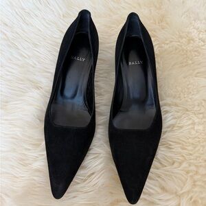 Bally Black Suede Pointed Toe Pumps